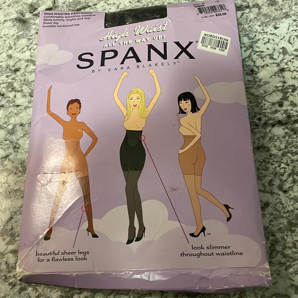 NWT - SPANX  Black High Waist  Shaping Pantyhose Size C - Size LG / XL